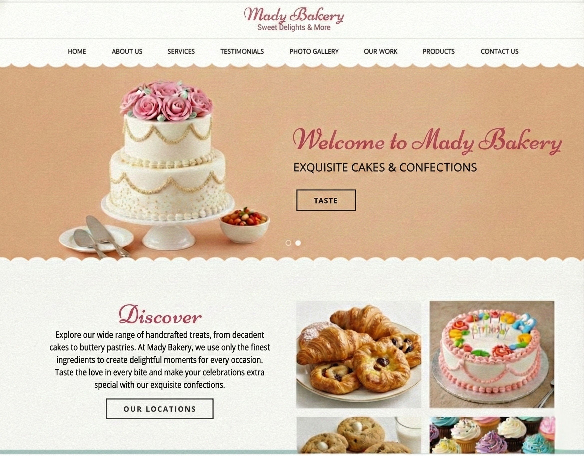 Mady Bakery Website - Desktop View